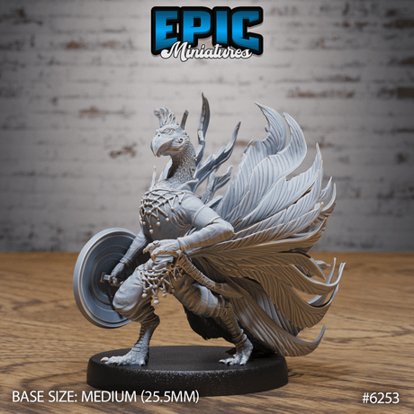 Peacock Birdfolk Miniature | A - Tabletop RPG & D&D miniature. Perfect for wargaming & collectors