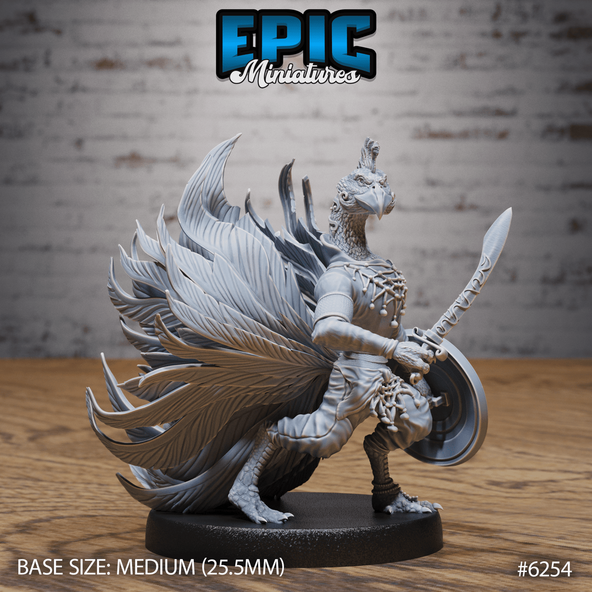 Peacock Birdfolk Miniature | B - Tabletop RPG & D&D miniature. Perfect for wargaming & collectors