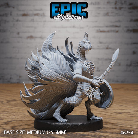 Peacock Birdfolk Miniature | B - Tabletop RPG & D&D miniature. Perfect for wargaming & collectors