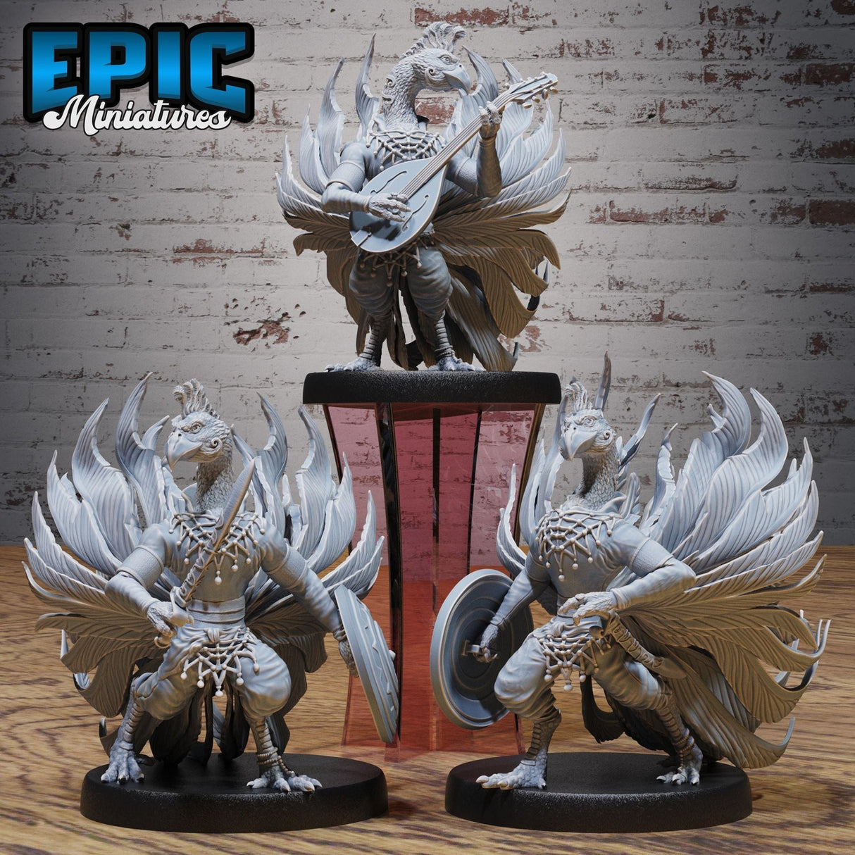 Peacock Birdfolk Miniature | Set of 3 - Tabletop RPG & D&D miniature. Perfect for wargaming & collectors