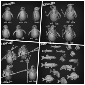 Penguin Folk Bundle Miniature | 28mm - Tabletop RPG & D&D miniature. Perfect for wargaming & collectors