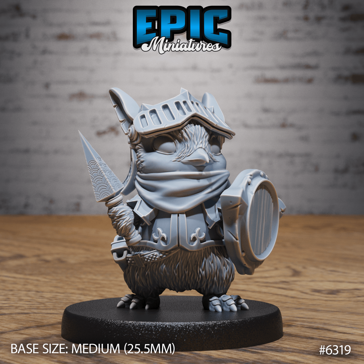 Penguin folk Paladin Miniature | A - Tabletop RPG & D&D miniature. Perfect for wargaming & collectors
