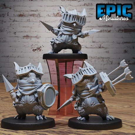 Penguin folk Paladin Miniature | Set of 3 - Tabletop RPG & D&D miniature. Perfect for wargaming & collectors