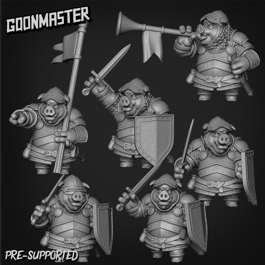 Pig Folk Armoured Miniature | set of 6 - Tabletop RPG & D&D miniature. Perfect for wargaming & collectors