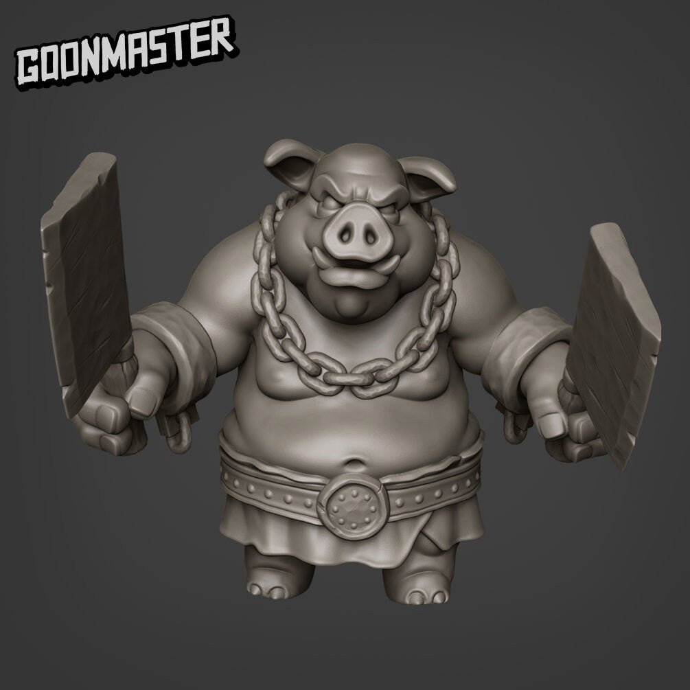 Pig Folk barbarians Miniature | B - Tabletop RPG & D&D miniature. Perfect for wargaming & collectors