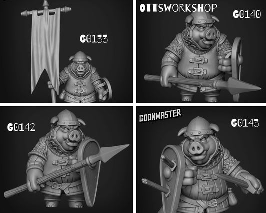 Pig Folk Miniature - set of 4 - 28mm