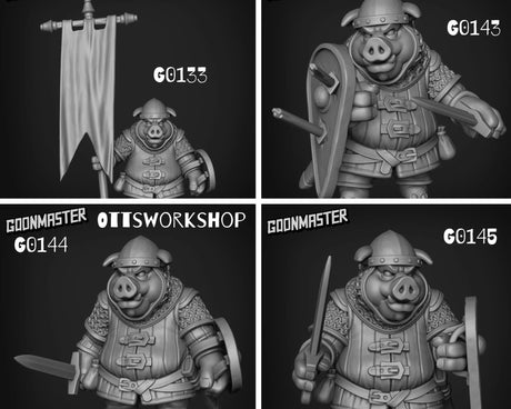 Pig Folk Miniature | set of 4 - Tabletop RPG & D&D miniature. Perfect for wargaming & collectors