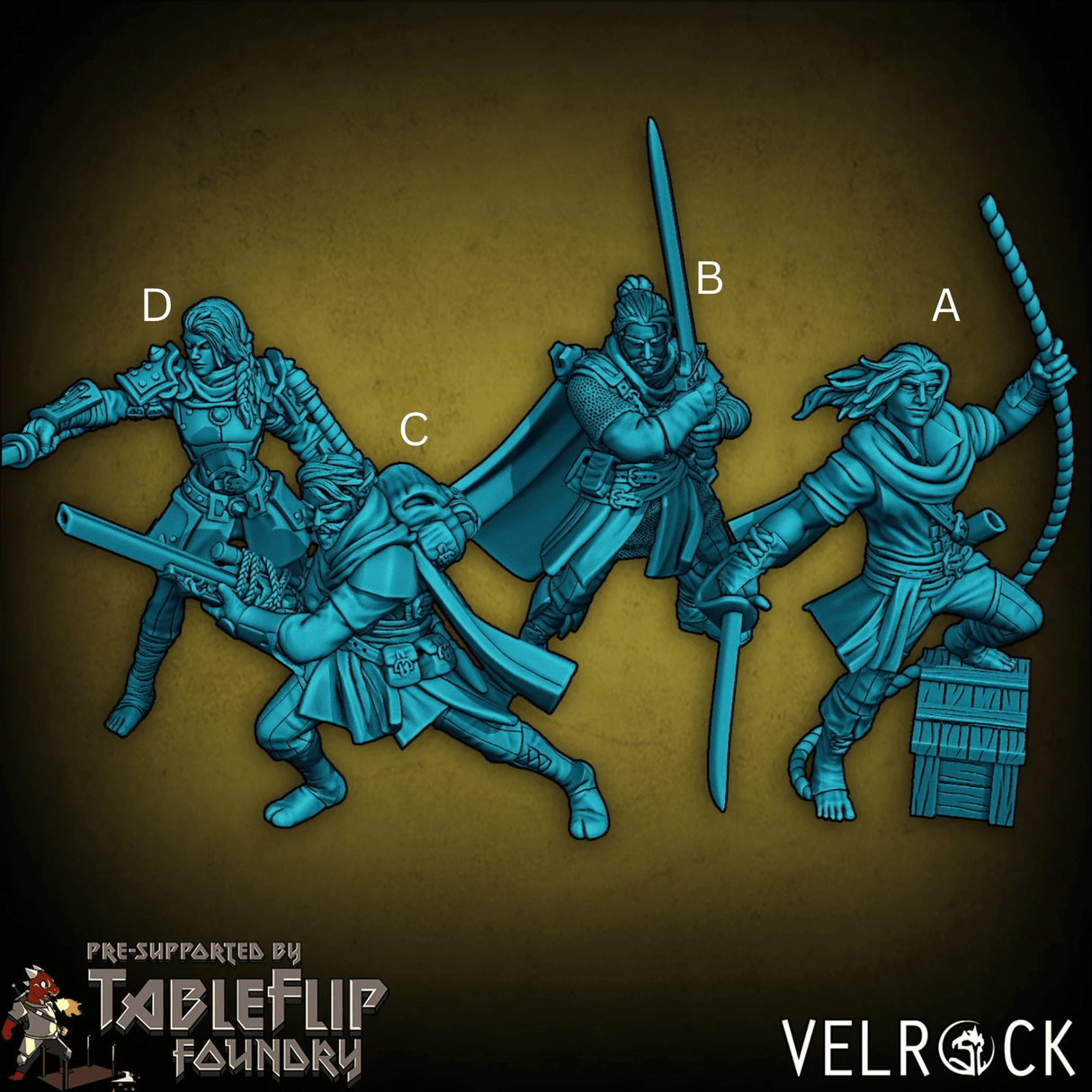 Pirate Adventure player Miniature | Set of 4 - Tabletop RPG & D&D miniature. Perfect for wargaming & collectors