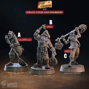 Pirate Cook & Swabbers Miniature | A - Tabletop RPG & D&D miniature. Perfect for wargaming & collectors