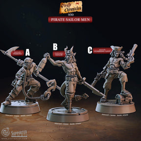 Pirate Sailor Men Miniature | A - Tabletop RPG & D&D miniature. Perfect for wargaming & collectors