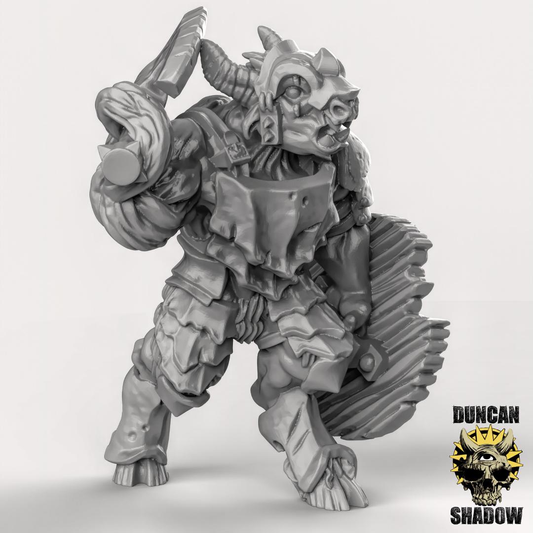 Plague Covered Beastmen Miniature | Left - Tabletop RPG & D&D miniature. Perfect for wargaming & collectors