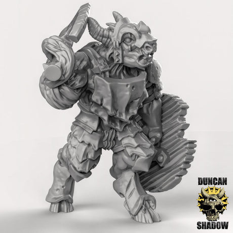 Plague Covered Beastmen Miniature | Left - Tabletop RPG & D&D miniature. Perfect for wargaming & collectors