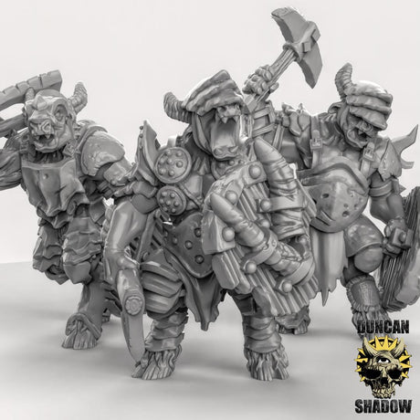 Plague Covered Beastmen Miniature | Set of 3 - Tabletop RPG & D&D miniature. Perfect for wargaming & collectors