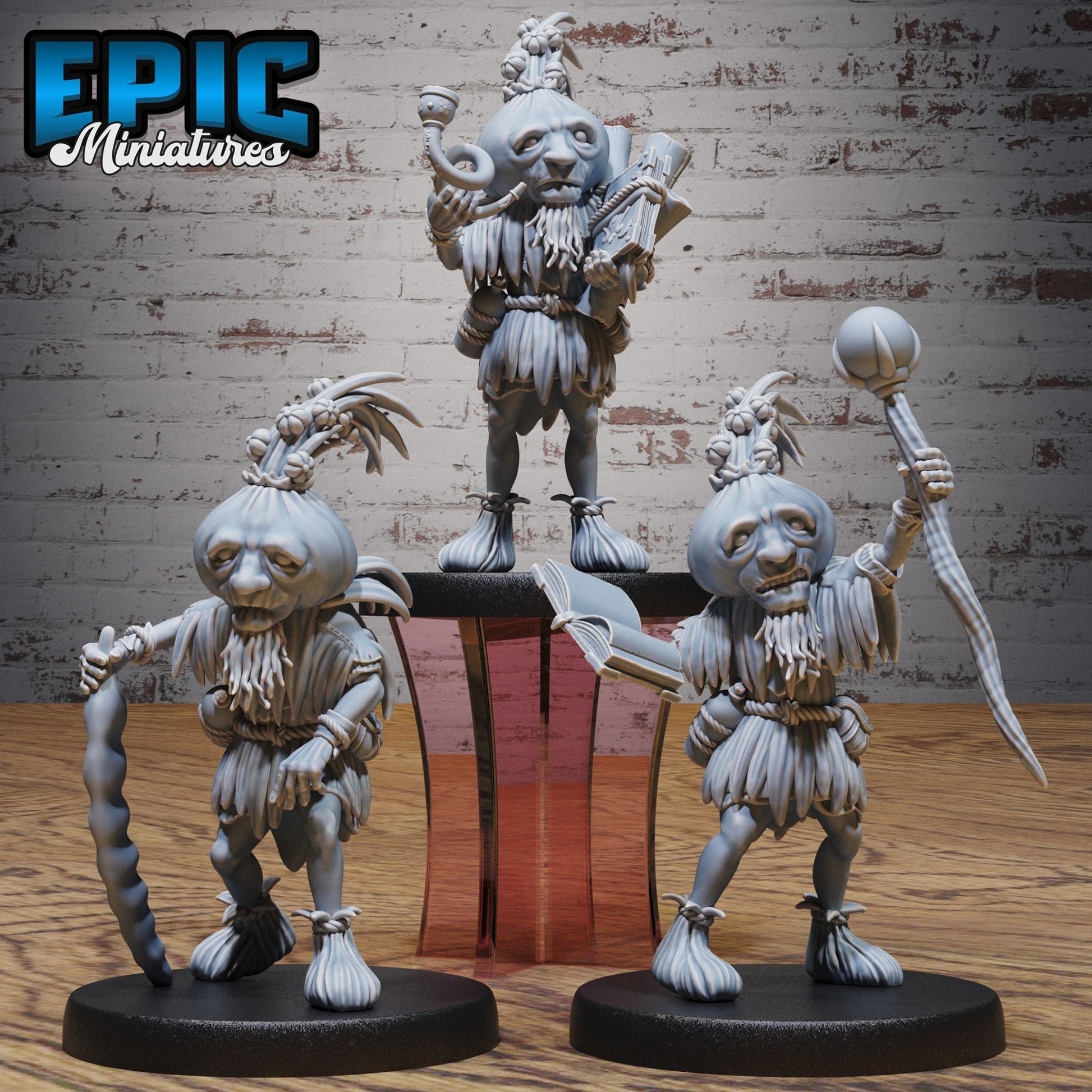 Plant folk or Garlic Druid Miniature - Set of 3 - 32mm