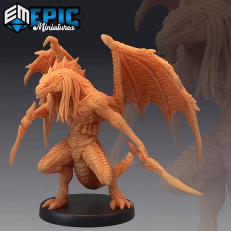 Poison Draconic Demon Miniature | A - Tabletop RPG & D&D miniature. Perfect for wargaming & collectors