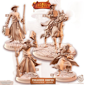 Preacher Cooper Wild West Cleric Miniature | Set of 4 - Tabletop RPG & D&D miniature. Perfect for wargaming & collectors
