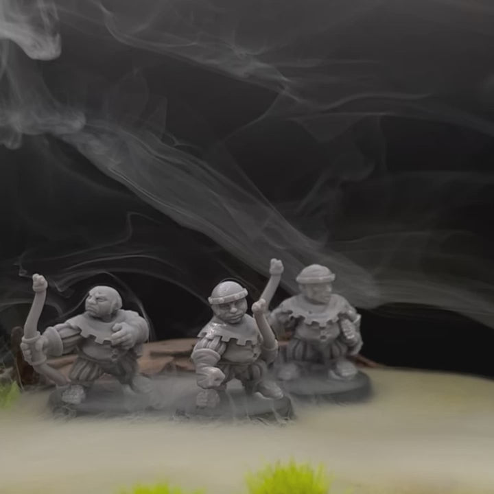 Halfling miniatures set – 3D printed fantasy army for D&D, wargaming, and RPGs. Detailed resin models perfect for tabletop gaming.
