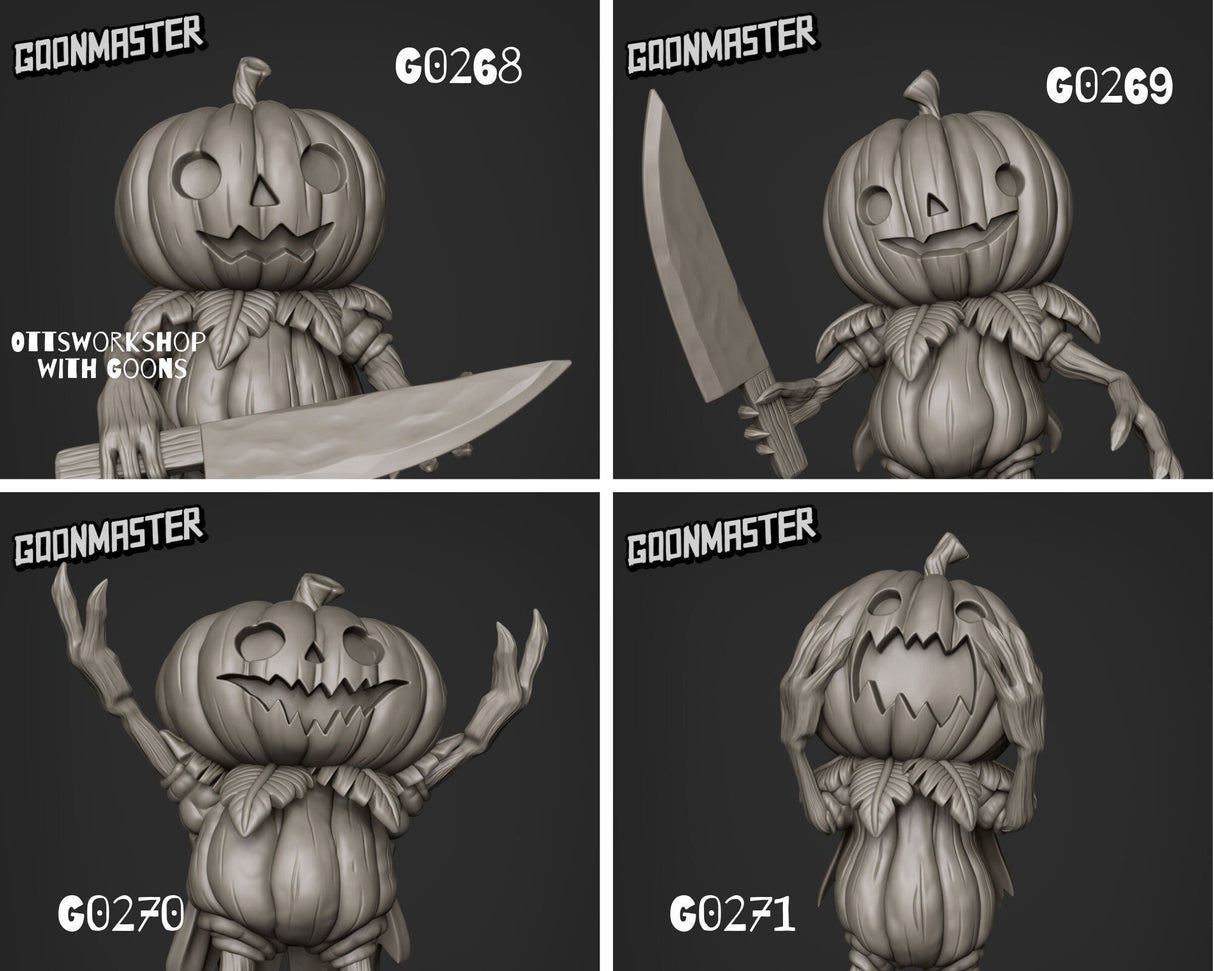 Pumpkin men Miniature | set of 4 - Tabletop RPG & D&D miniature. Perfect for wargaming & collectors