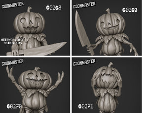 Pumpkin men Miniature | set of 4 - Tabletop RPG & D&D miniature. Perfect for wargaming & collectors