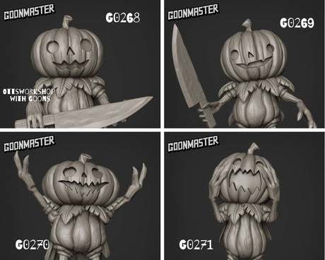 Pumpkin men Miniature | set of 4 - Tabletop RPG & D&D miniature. Perfect for wargaming & collectors