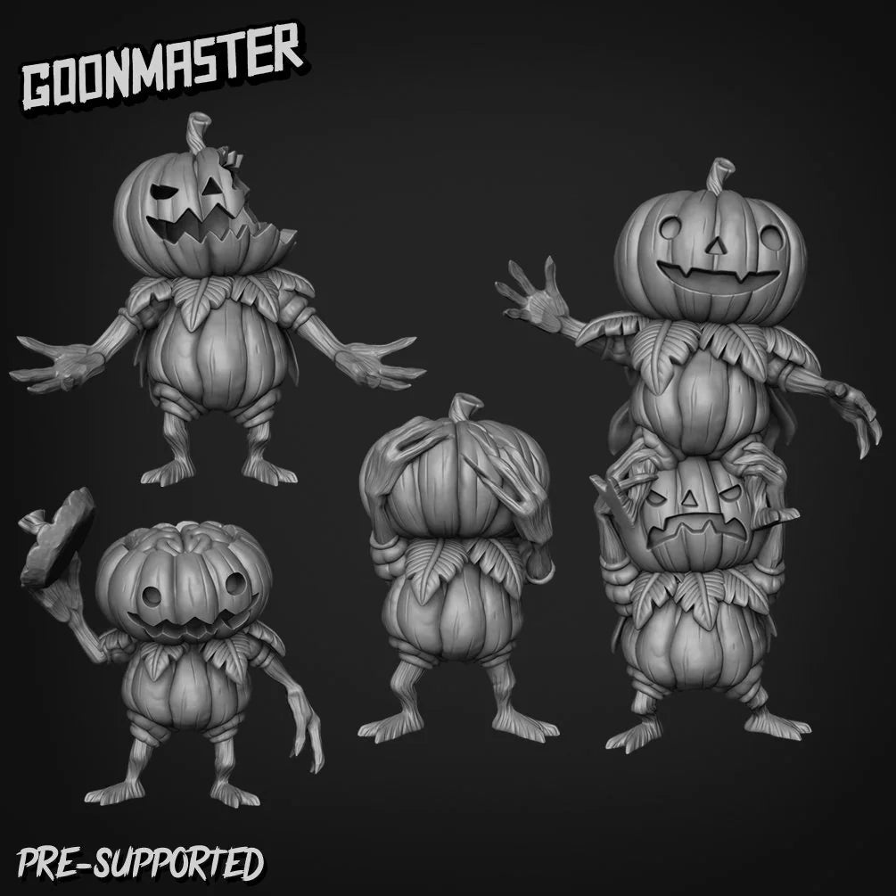 Pumpkin men Miniature set | Top Left - Tabletop RPG & D&D miniature. Perfect for wargaming & collectors