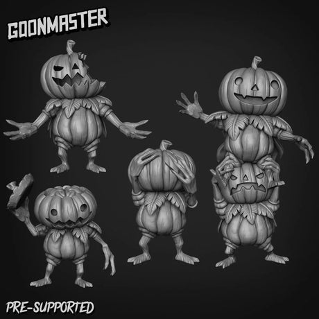 Pumpkin men Miniature set | Top Left - Tabletop RPG & D&D miniature. Perfect for wargaming & collectors