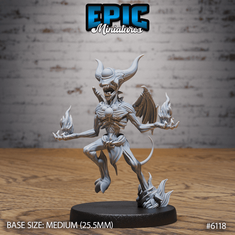 Pyro Demon Miniature | C - Tabletop RPG & D&D miniature. Perfect for wargaming & collectors