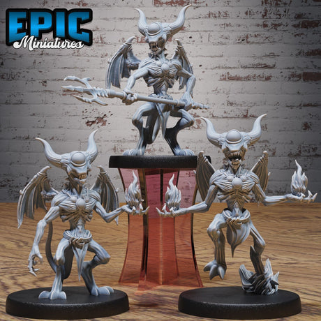 Pyro Demon Miniature | Set of 3 - Tabletop RPG & D&D miniature. Perfect for wargaming & collectors