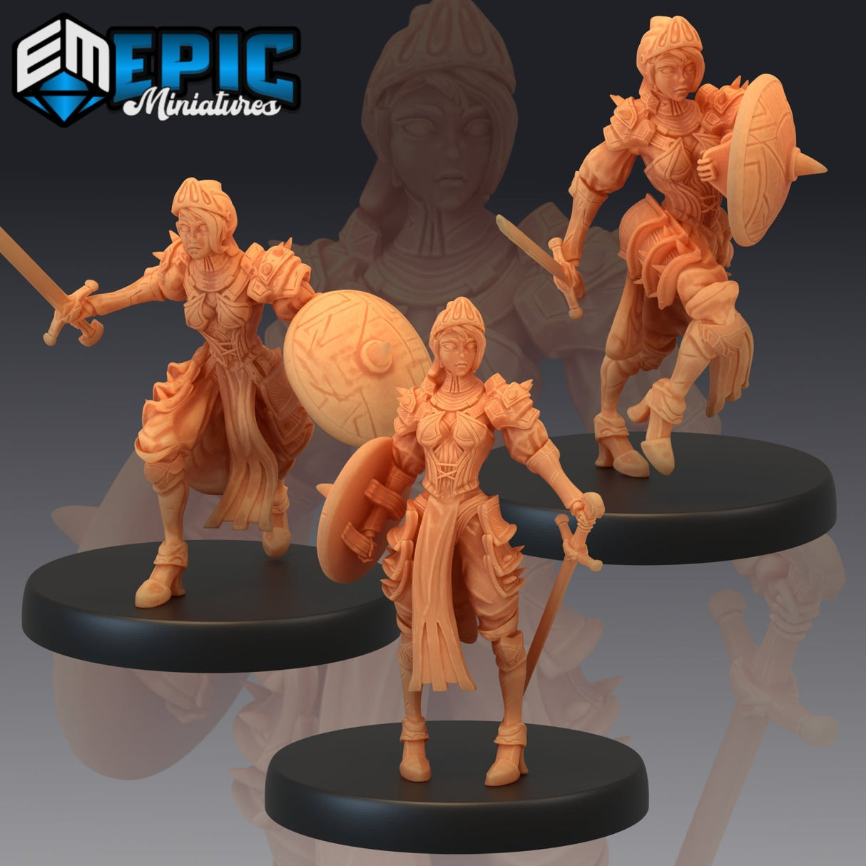 Queens Knight Miniature | Set of 3 - Tabletop RPG & D&D miniature. Perfect for wargaming & collectors