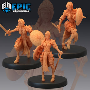 Queens Knight Miniature | Set of 3 - Tabletop RPG & D&D miniature. Perfect for wargaming & collectors