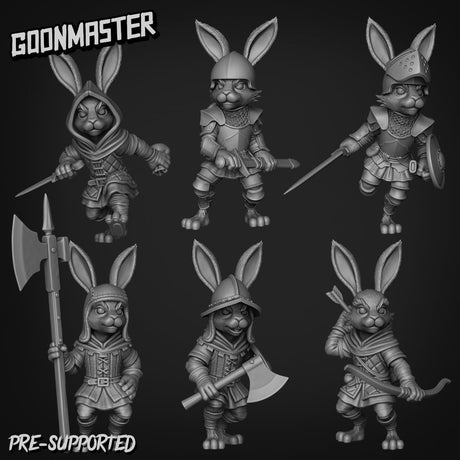 Rabbit Folk Miniature Set 1 | set of 6 - Tabletop RPG & D&D miniature. Perfect for wargaming & collectors