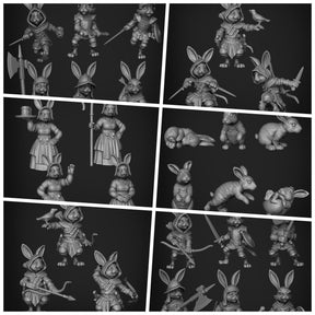Rabbit Folk Bundle Miniature | 28mm - Tabletop RPG & D&D miniature. Perfect for wargaming & collectors