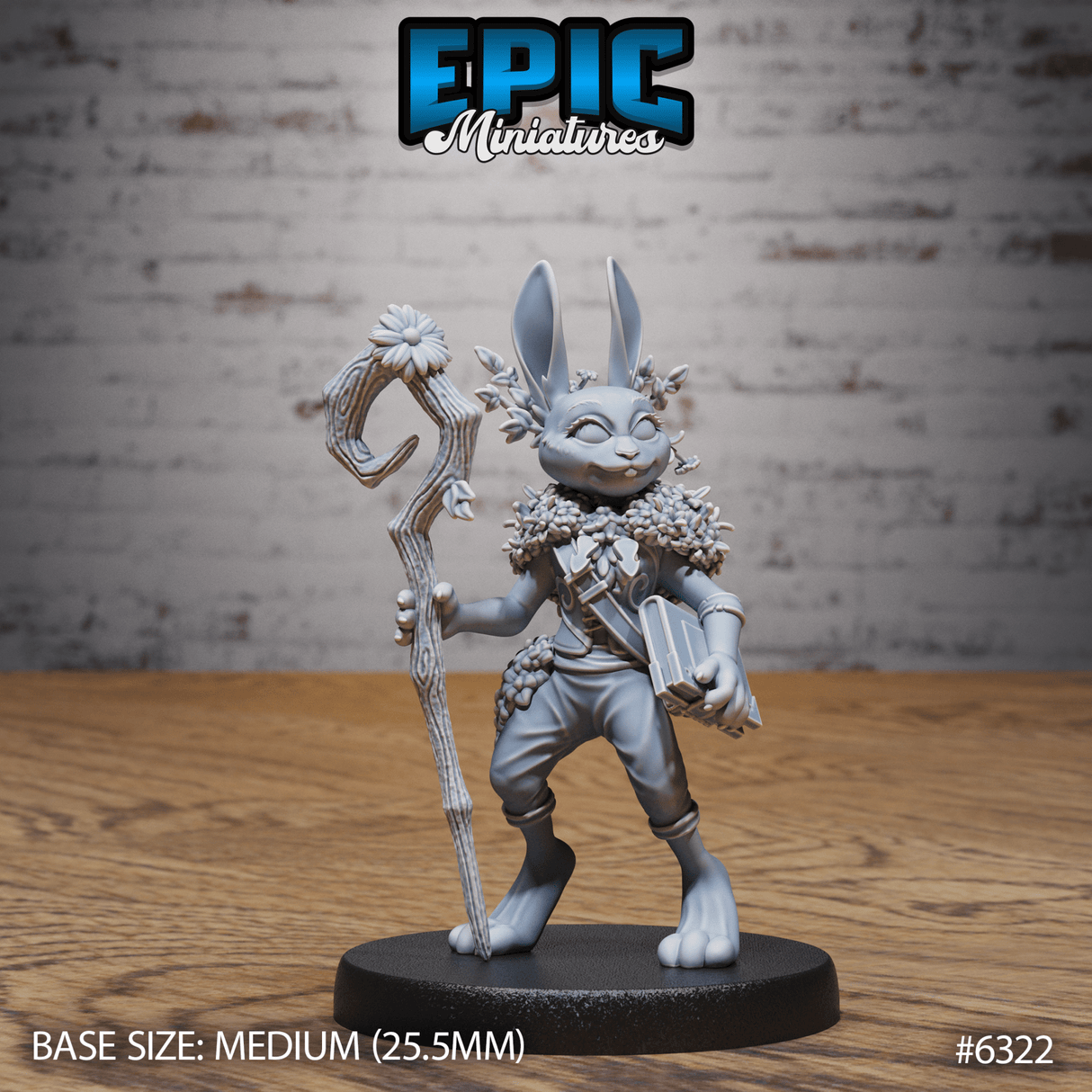 Rabbit folk Druid Miniature | A - Tabletop RPG & D&D miniature. Perfect for wargaming & collectors