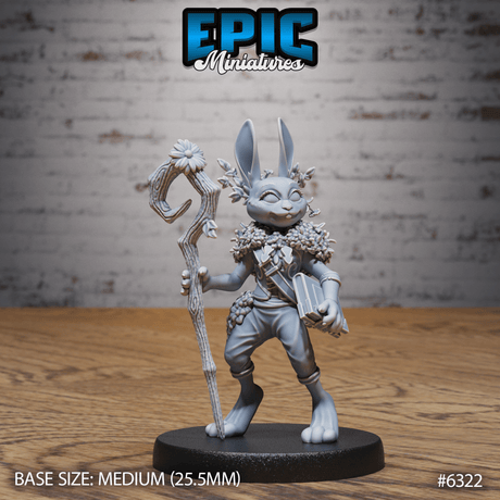 Rabbit folk Druid Miniature | A - Tabletop RPG & D&D miniature. Perfect for wargaming & collectors
