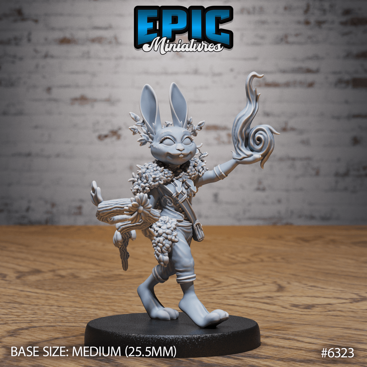 Rabbit folk Druid Miniature | B - Tabletop RPG & D&D miniature. Perfect for wargaming & collectors