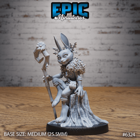 Rabbit folk Druid Miniature | C - Tabletop RPG & D&D miniature. Perfect for wargaming & collectors