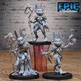 Rabbit folk Druid Miniature | Set of 3 - Tabletop RPG & D&D miniature. Perfect for wargaming & collectors