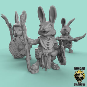 Rabbit Folk Farmers Miniature | Set of 3 - Tabletop RPG & D&D miniature. Perfect for wargaming & collectors