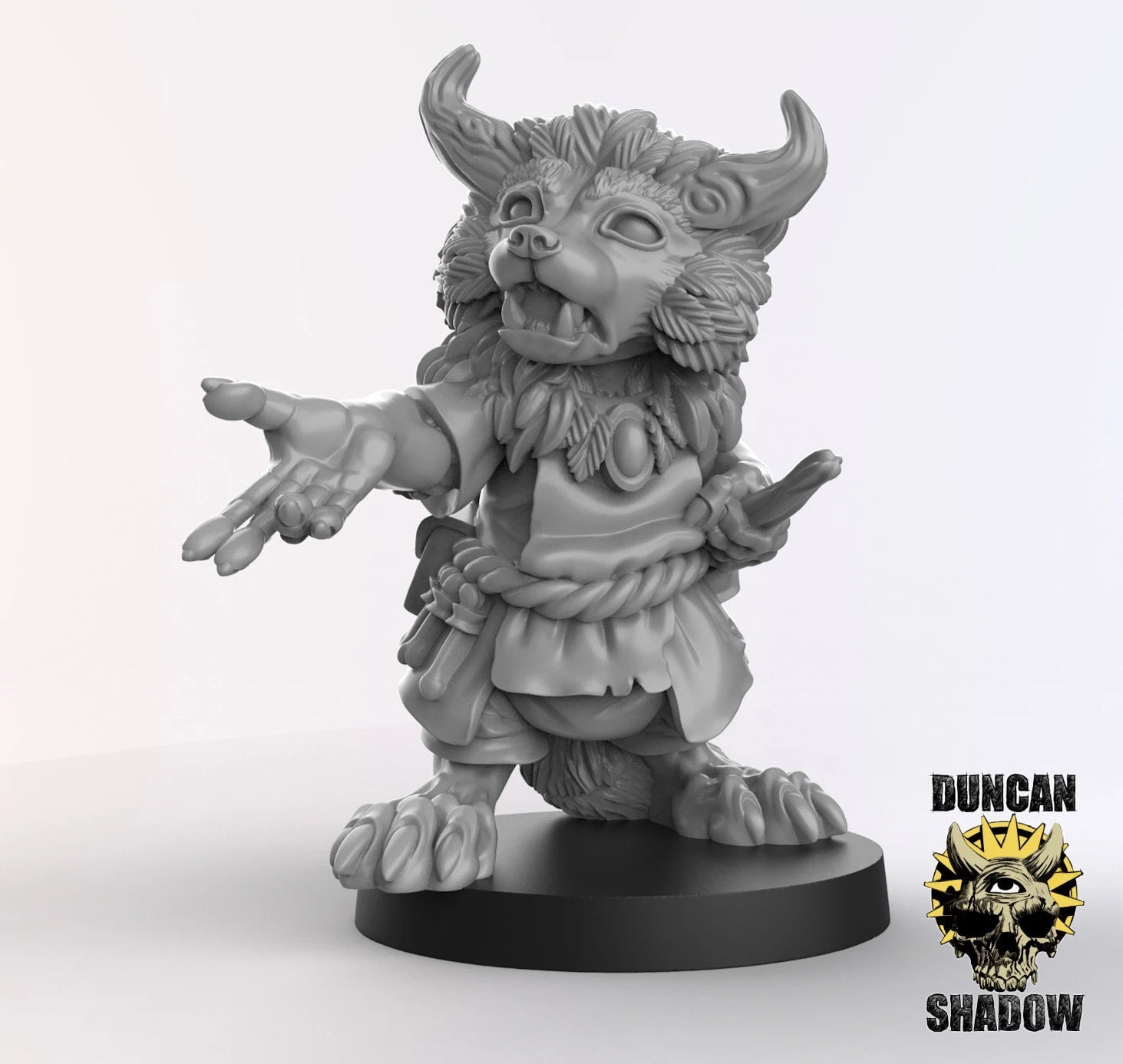 Raccoon Druid Miniature - A - 32mm
