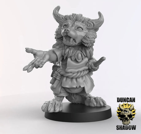 Raccoon Druid Miniature | A - Tabletop RPG & D&D miniature. Perfect for wargaming & collectors