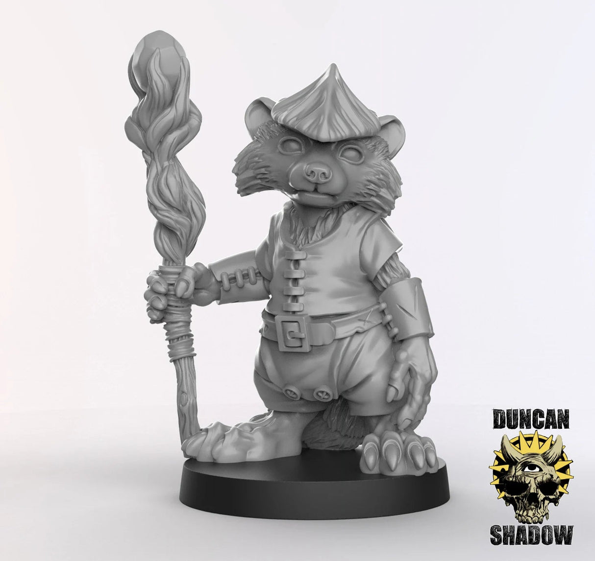 Raccoon Druid Miniature | B - Tabletop RPG & D&D miniature. Perfect for wargaming & collectors