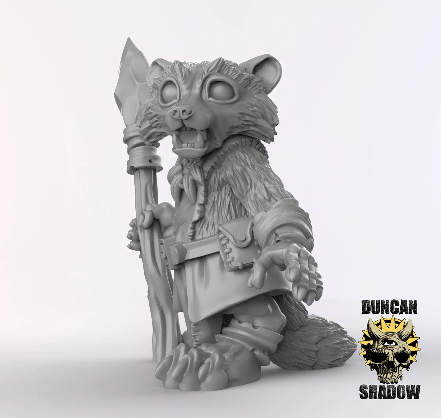 Raccoon Druid Miniature - C - 32mm
