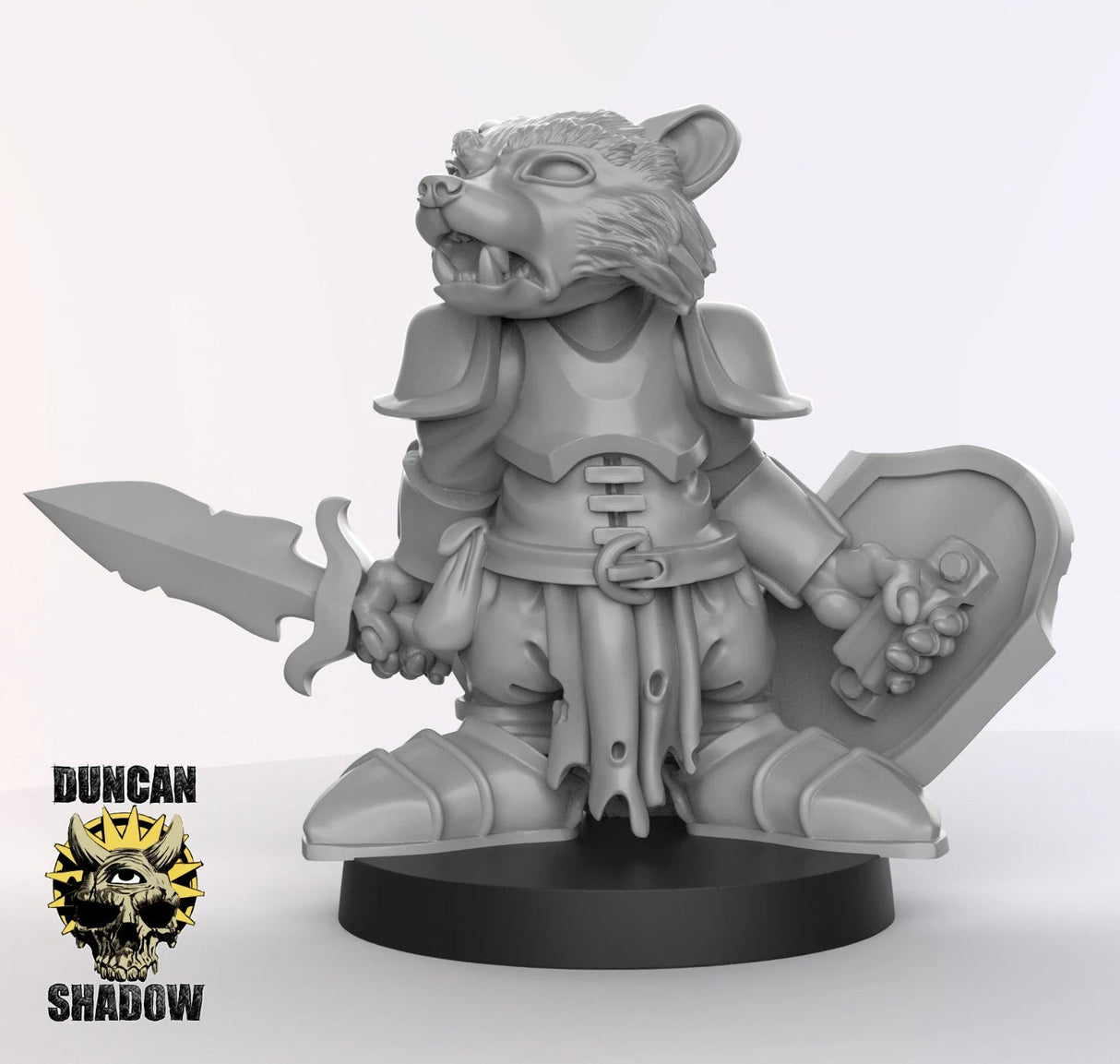 Raccoon Fighter Miniature | A - Tabletop RPG & D&D miniature. Perfect for wargaming & collectors