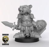 Raccoon Fighter Miniature | A - Tabletop RPG & D&D miniature. Perfect for wargaming & collectors