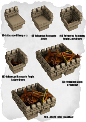 Ramparts & Ruins Tiles Advanced Ramparts & Giant CrossBow Pack (RR 164 to RR 169) | Set of 6 - Tabletop RPG & D&D miniature. Perfect for wargaming & collectors