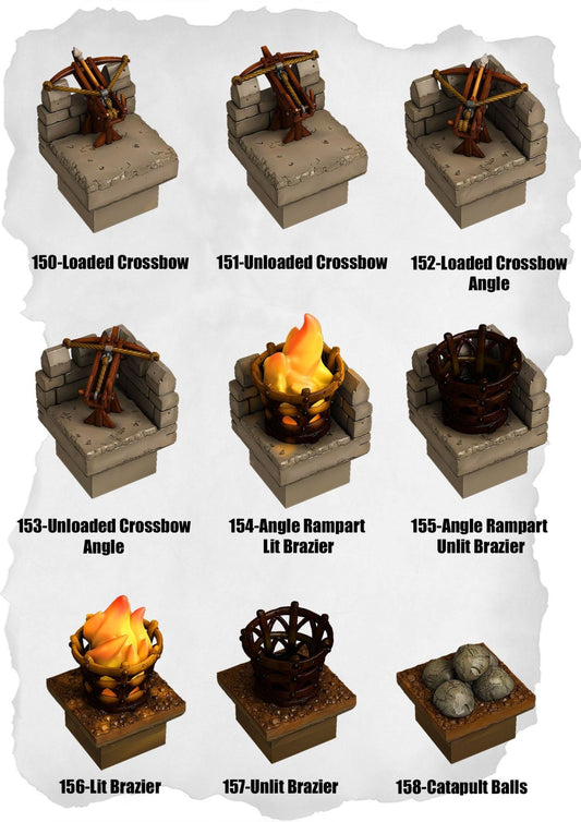 Ramparts & Ruins Tiles CrossBow Weapons Pack (RR 150 to RR 158) - Set of 9 - 