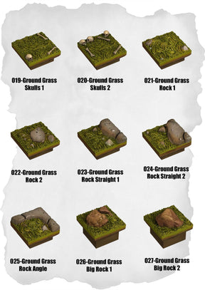 Ramparts & Ruins Tiles Grass & Rocks Pack (RR 019 to RR 027) | Set of 9 - Tabletop RPG & D&D miniature. Perfect for wargaming & collectors