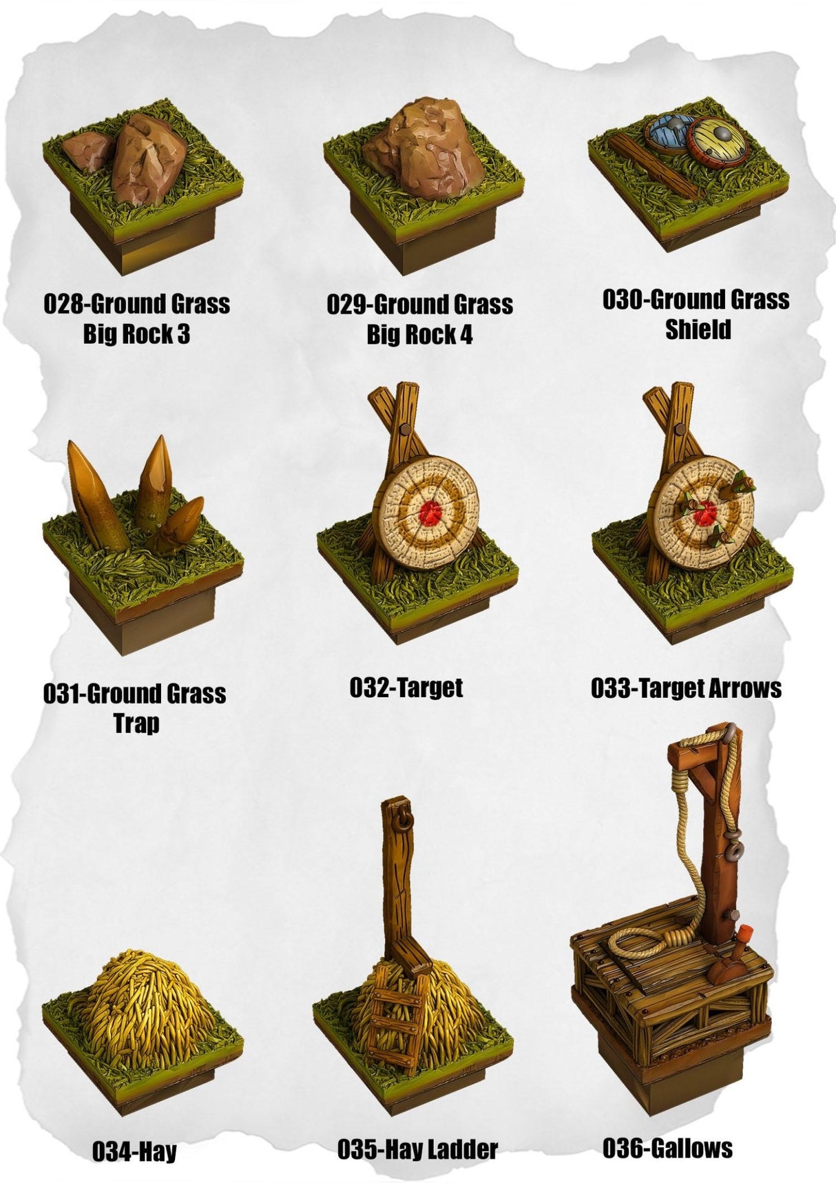 Ramparts Ruins Tiles Grass Traps & Details Pack (RR 028 to RR 036) | Set of 9 - Tabletop RPG & D&D miniature. Perfect for wargaming & collectors