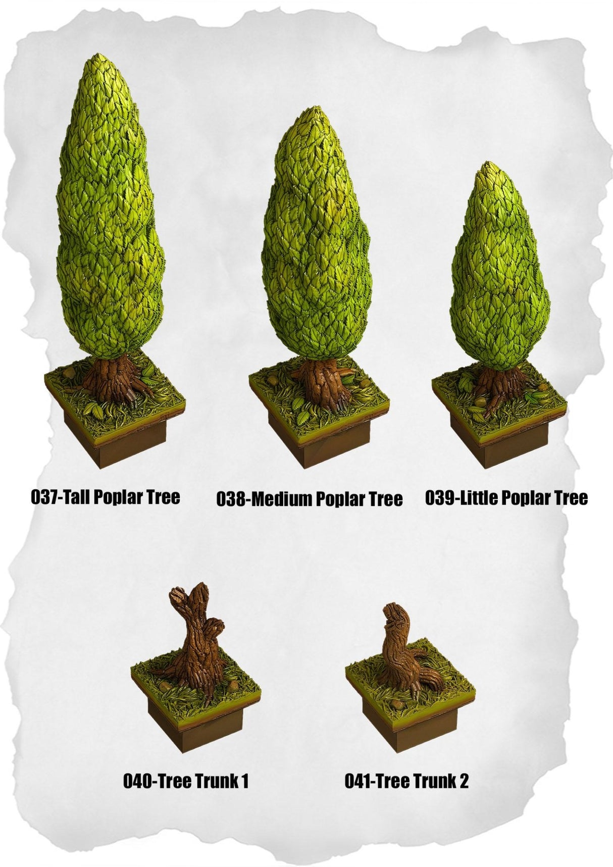 Ramparts & Ruins Tiles Poplar Tree Pack (RR 037 to RR 041) | Set of 5 - Tabletop RPG & D&D miniature. Perfect for wargaming & collectors