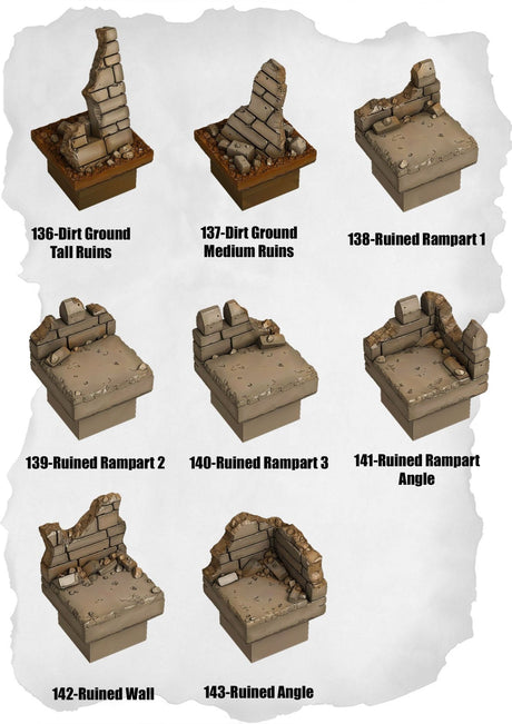 Ramparts & Ruins Tiles Ruined Rampart Pack (RR 136 to RR 143) | Set of 8 - Tabletop RPG & D&D miniature. Perfect for wargaming & collectors